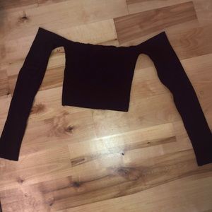 Maroon crop top off the shoulder